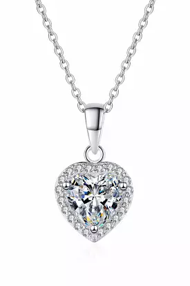 1 Carat Moissanite Heart Pendant Chain Necklace