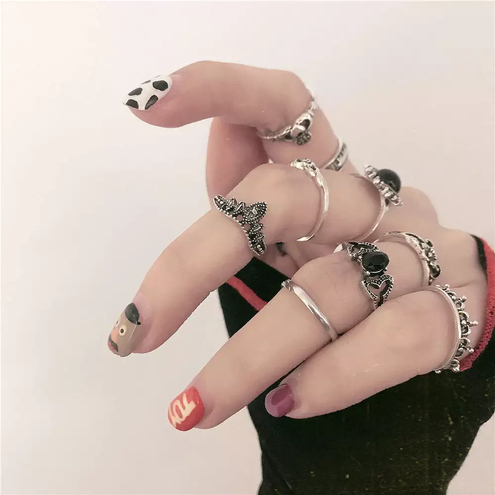 10 PIECES RETRO PUNK RINGS BY19000