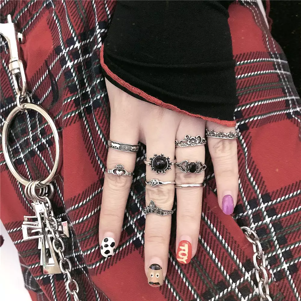 10 PIECES RETRO PUNK RINGS BY19000