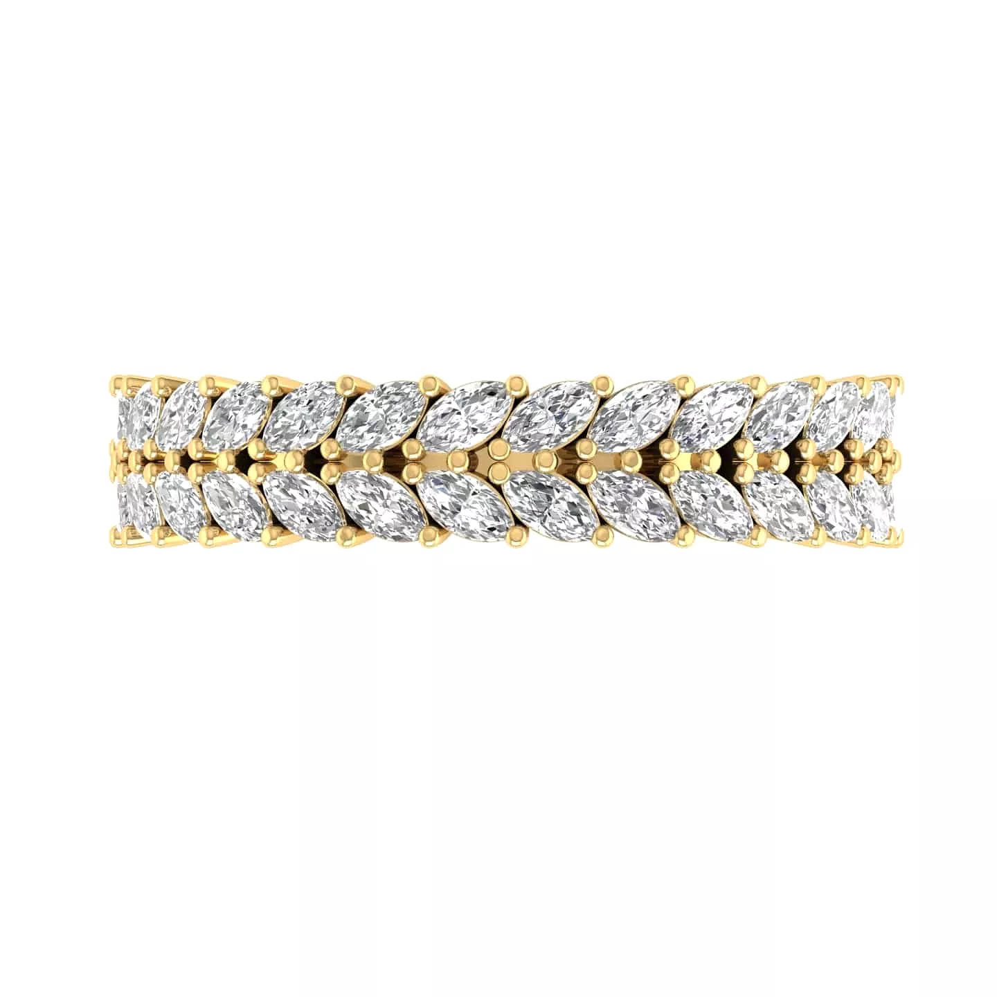 14K & 18K Gold and Multi-Marquee Diamond Eternity Band Lab Grown