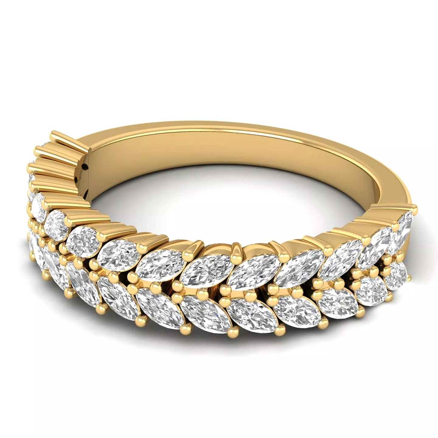 14K & 18K Gold and Multi-Marquee Diamond Eternity Band Lab Grown