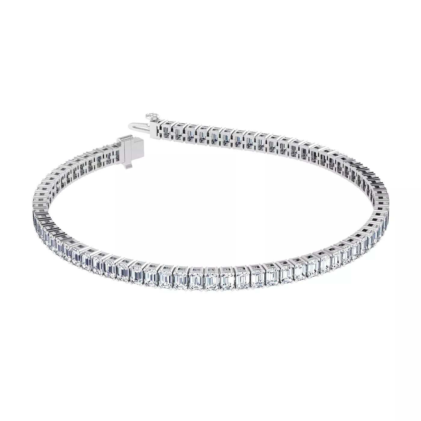 14K & 18K Gold Emerald Cut DiamondTennis Bracelet 6-7 ct, 4-prong setting, Lab Grown