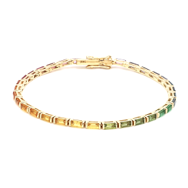 14K & 18K Gold Rainbow Baguette Tennis Bracelet, East West