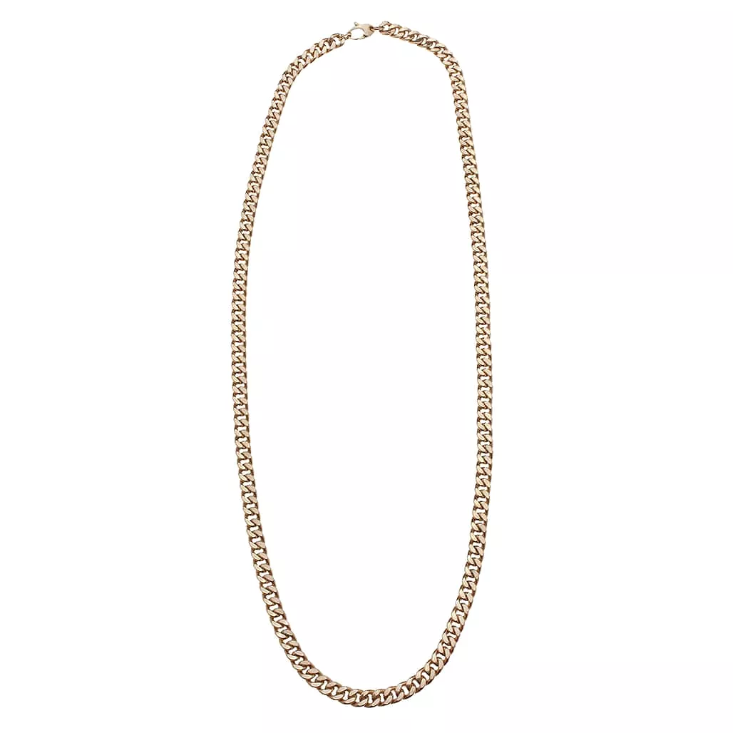 14K Gold Flat Cuban Link Necklace 6.5mm