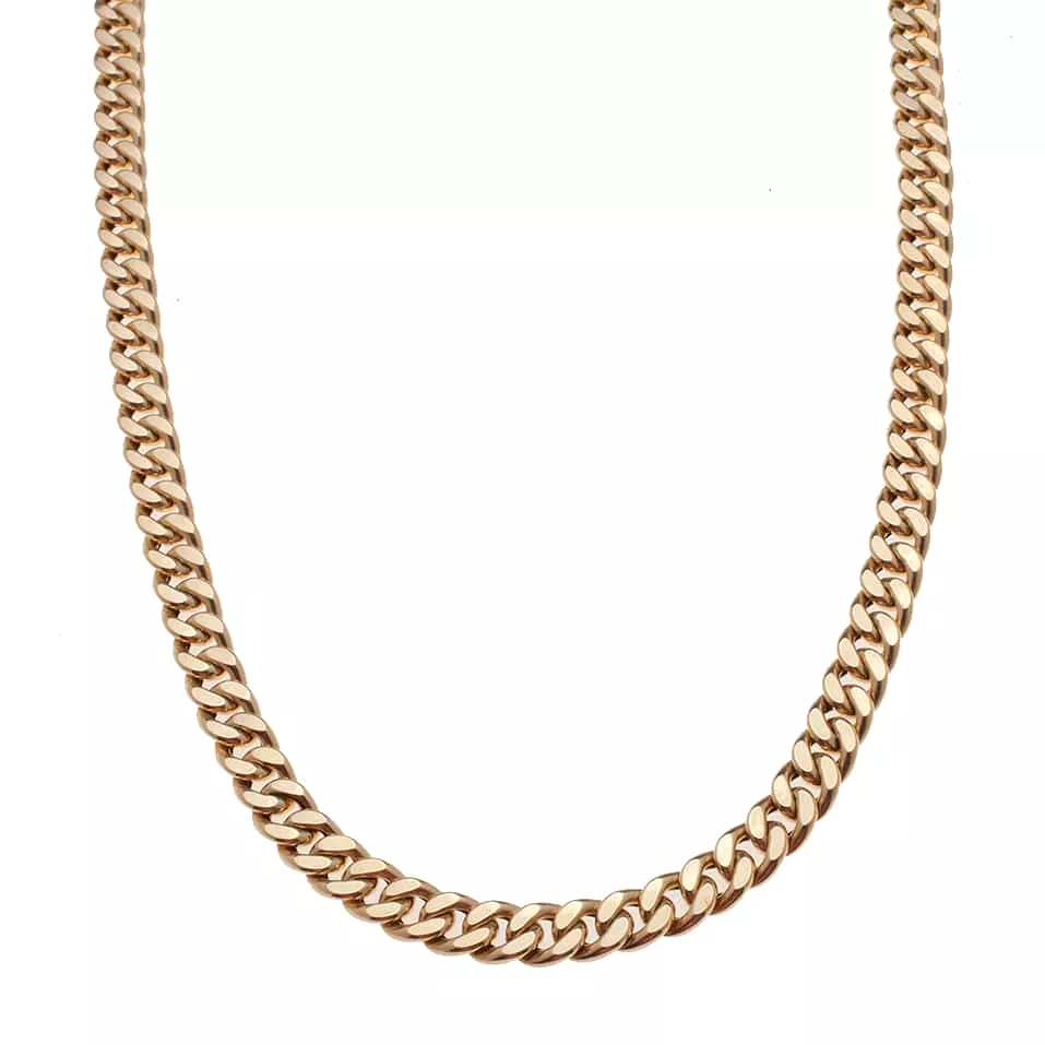 14K Gold Flat Cuban Link Necklace 6.5mm