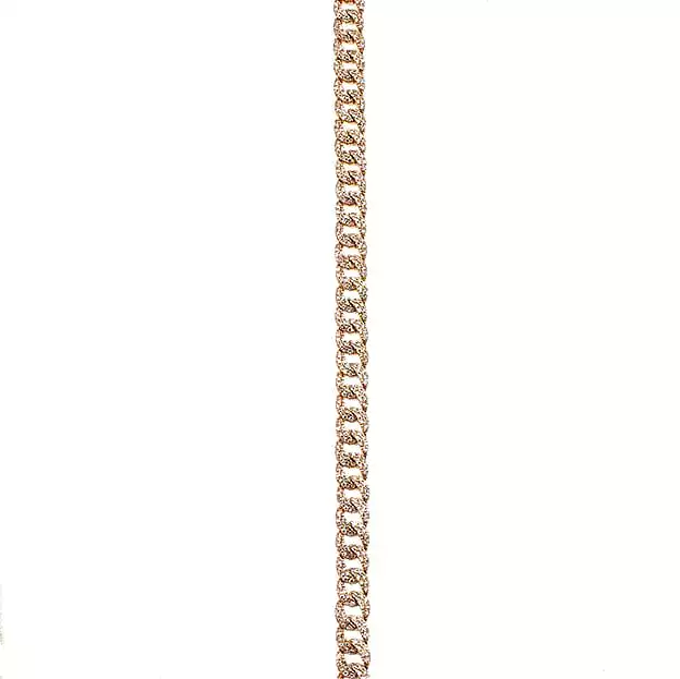 14K Gold Micro-Pave Diamond Cuban Link Chain Necklace Adjustable Length