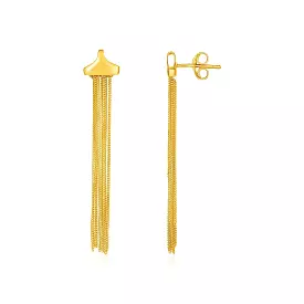 14k Yellow Gold Multi-Strand Drop Curb Chain Post Earrings