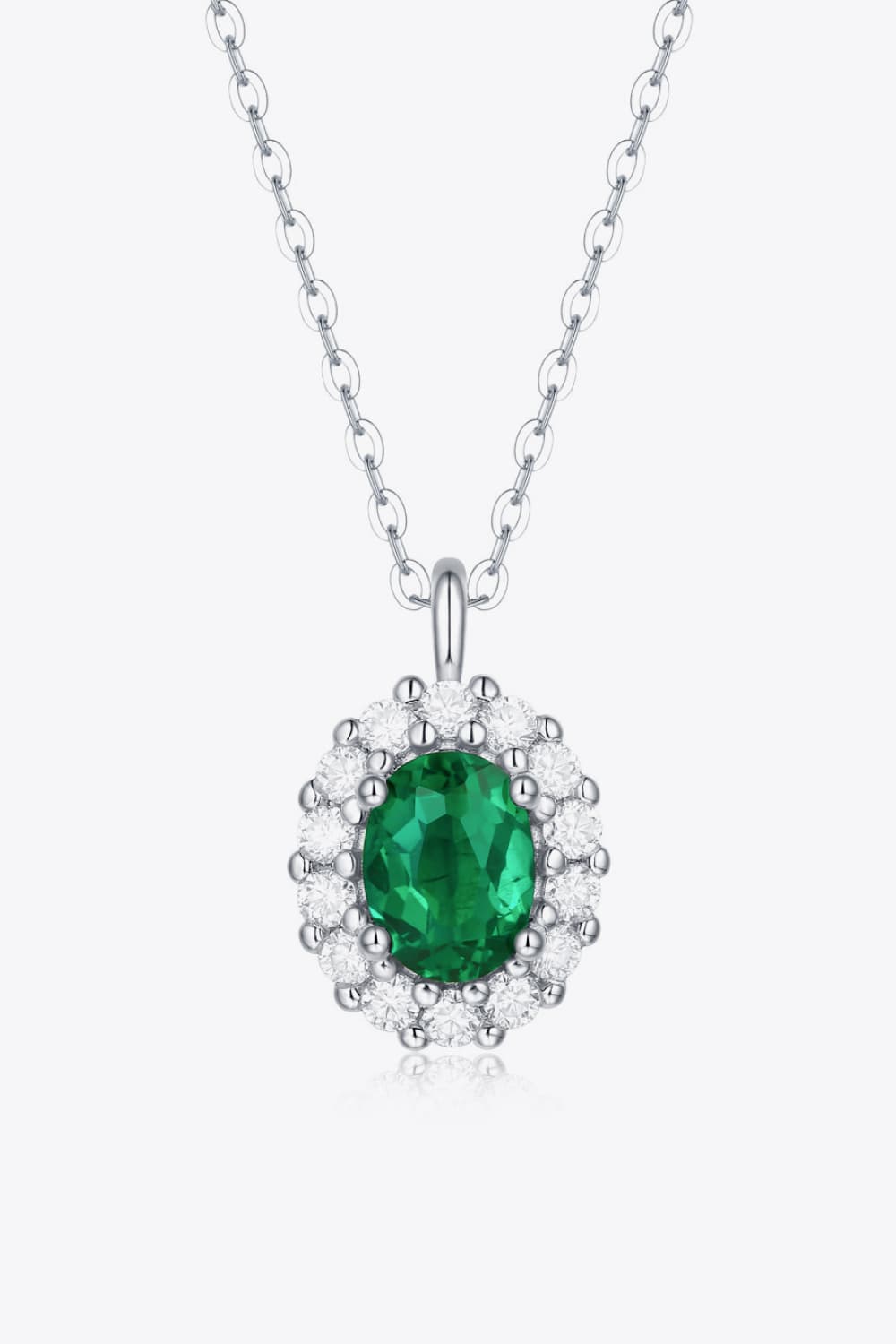 1.5 Ct Emerald 925 Sterling Silver Necklace