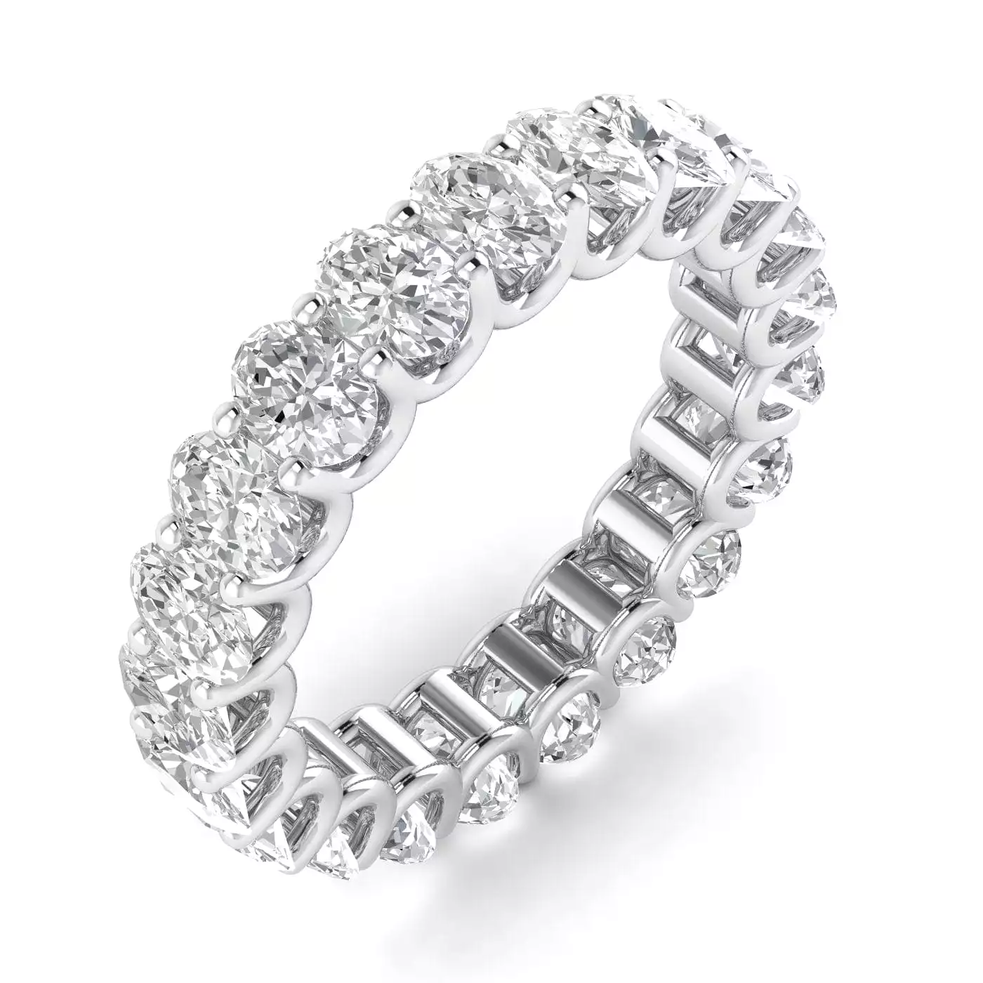 18K Gold and Oval Diamond Eternity Band, Lab Grown