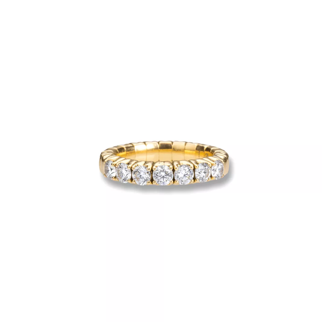 18K Gold Stretch & Stack Round Diamond Half Eternity Rings