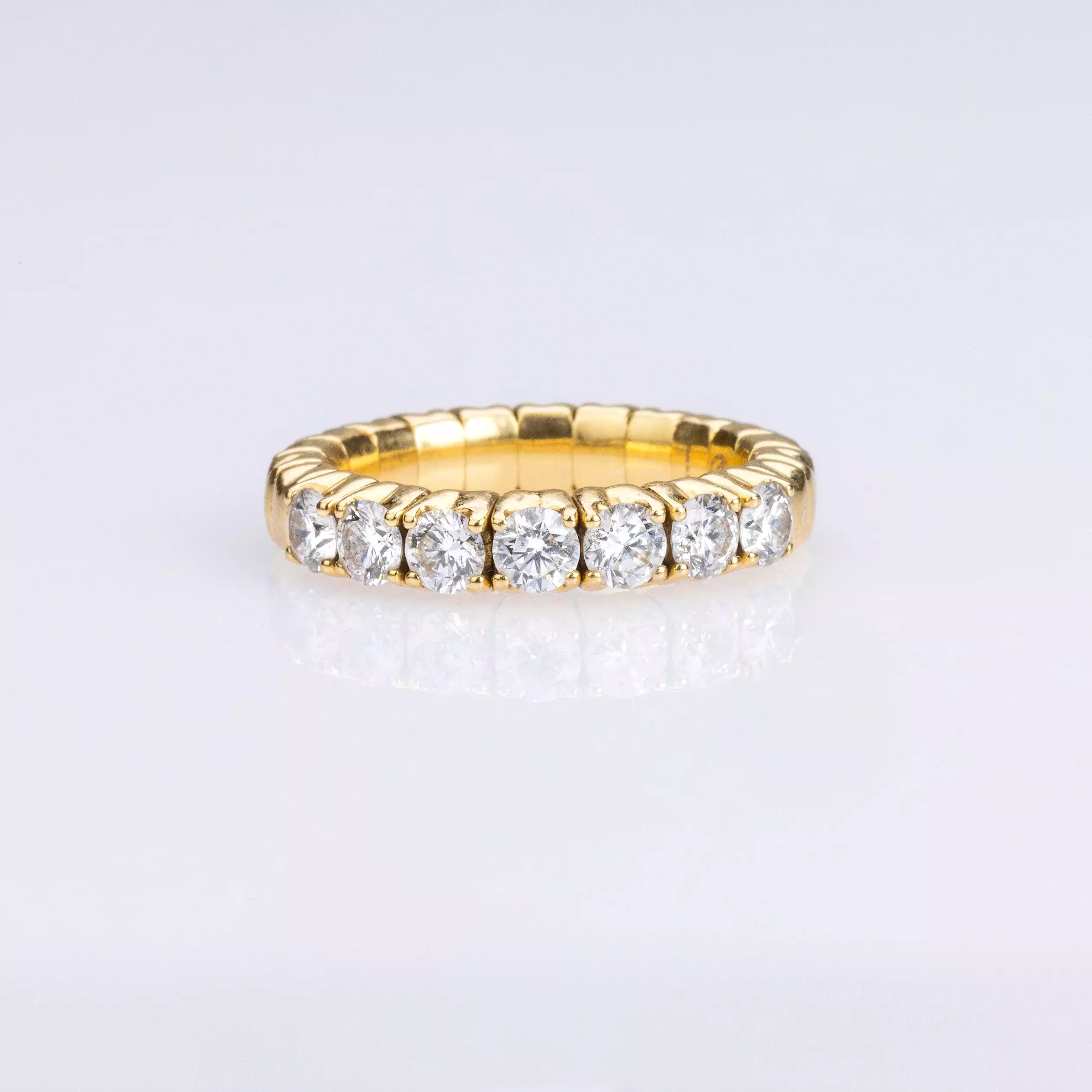 18K Gold Stretch & Stack Round Diamond Half Eternity Rings