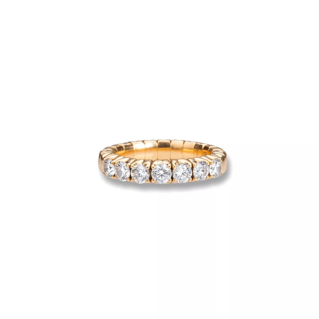 18K Gold Stretch & Stack Round Diamond Half Eternity Rings