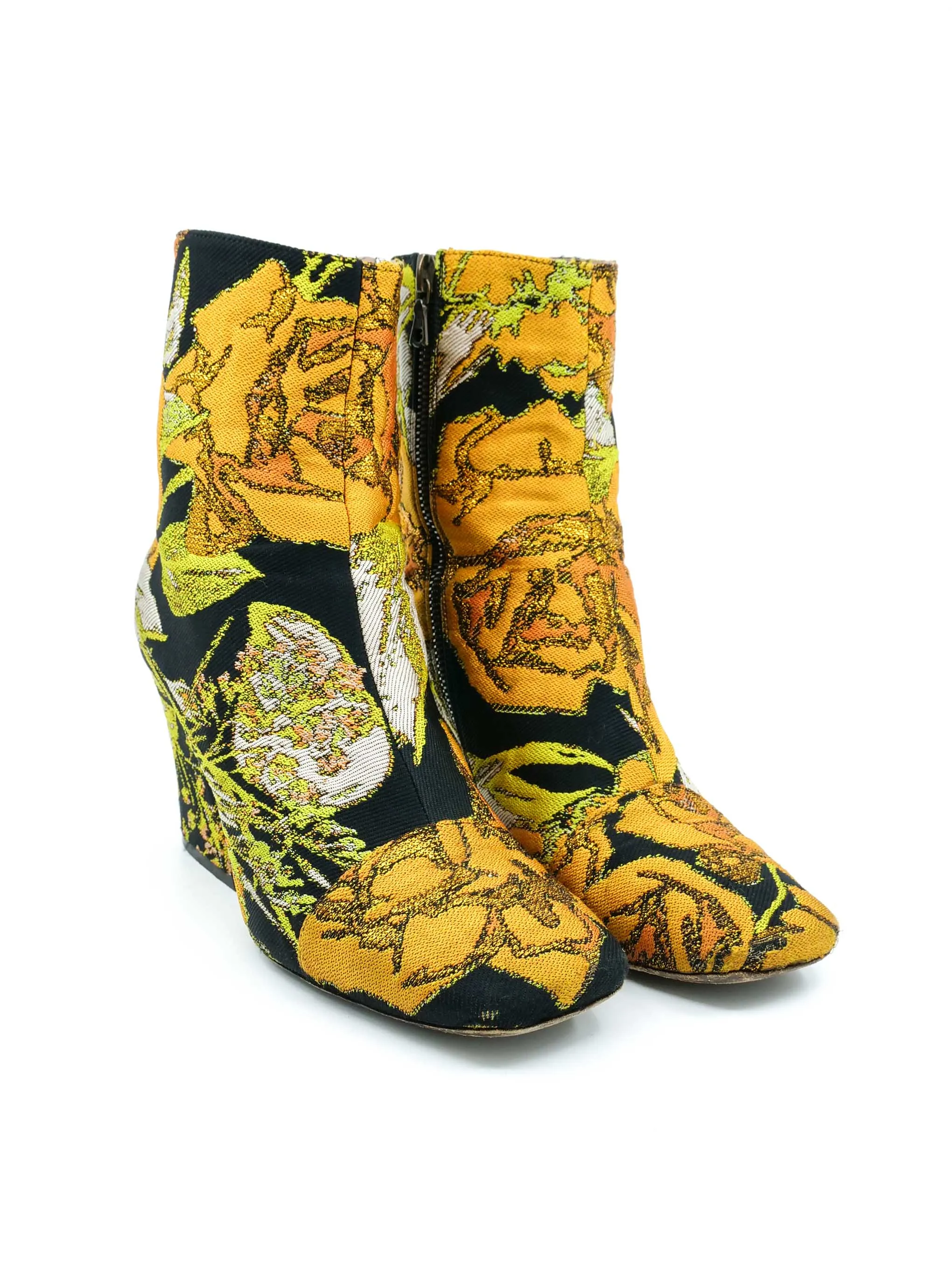 2018 Dries Van Noten Marigold Brocade Boots, 38.5