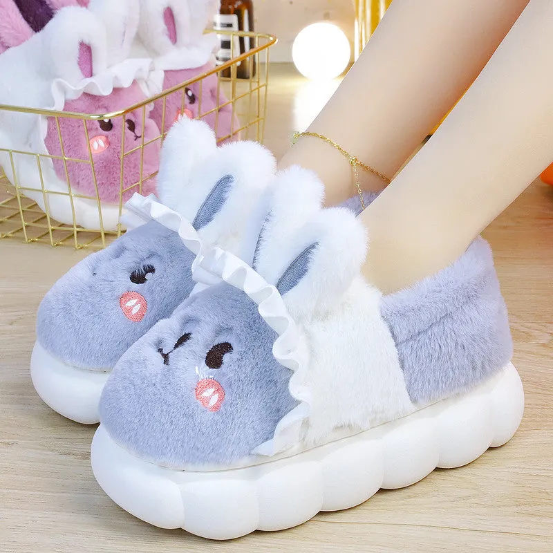 4 Colors Cute Fluffy Bunny Home Wear Slippers ON884