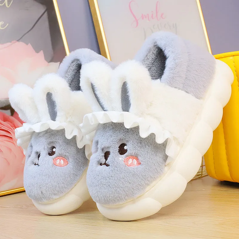 4 Colors Cute Fluffy Bunny Home Wear Slippers ON884