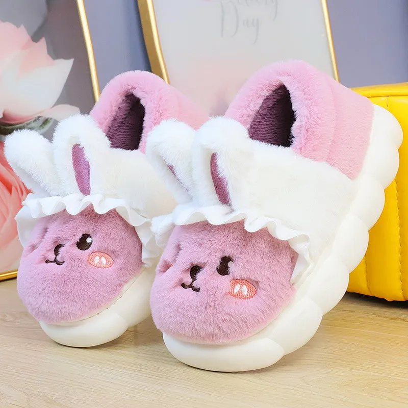 4 Colors Cute Fluffy Bunny Home Wear Slippers ON884