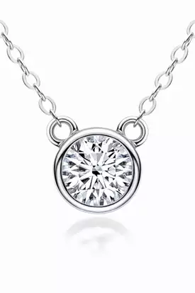 925 Sterling Silver 1 Carat Moissanite Round Pendant Necklace