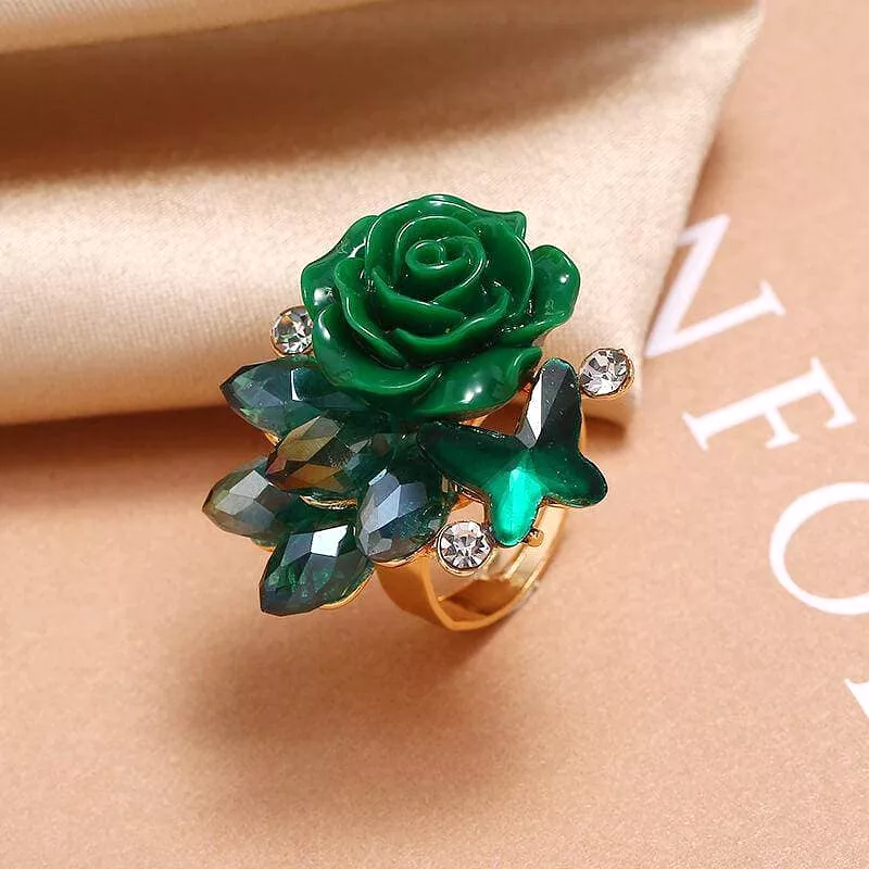 Adjusting Flower Rhinestone Rings