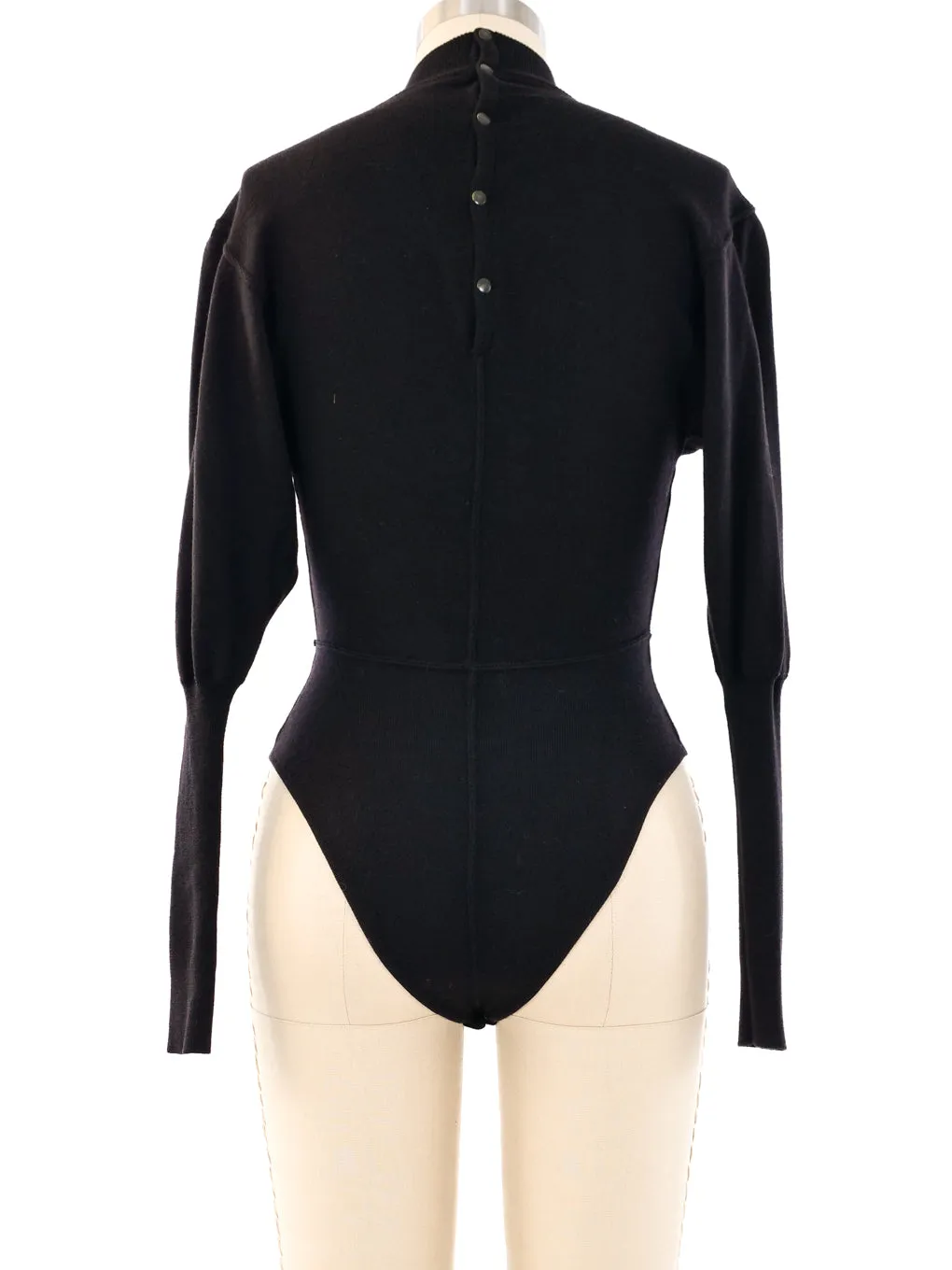 Alaia Black Wool Mock Neck Bodysuit