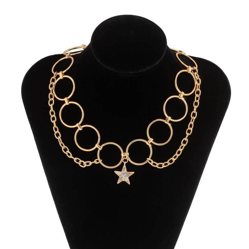 Annulus Chain Star Pendant Necklaces