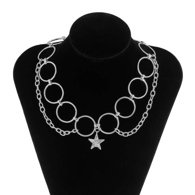 Annulus Chain Star Pendant Necklaces