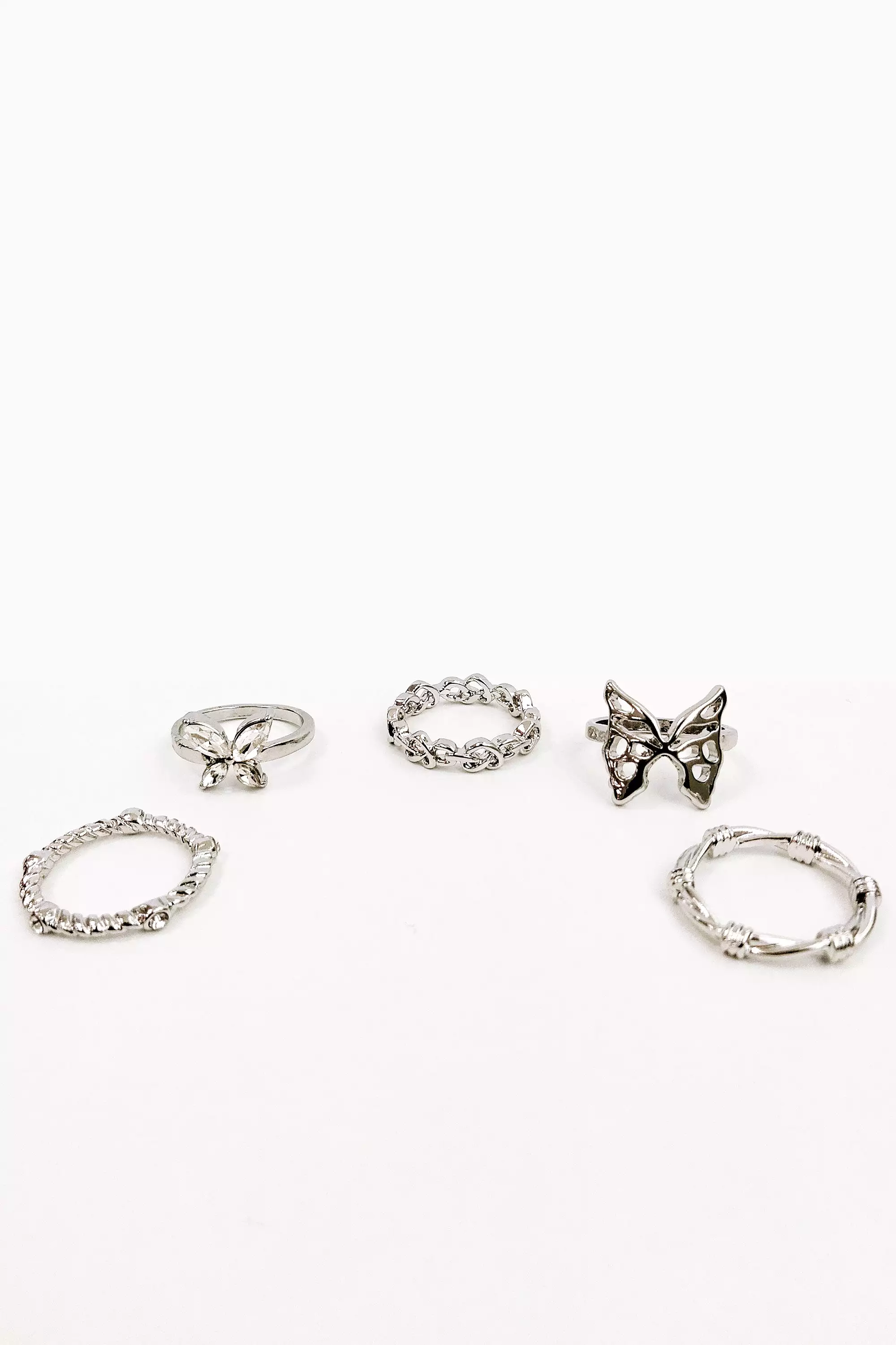 Assorted Butterfly Cutout Ring Set