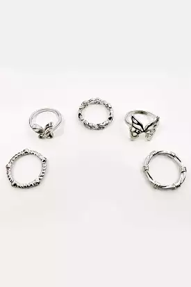 Assorted Butterfly Cutout Ring Set