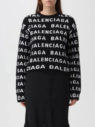 BALENCIAGA  |Crew Neck Monogram Casual Style Unisex Wool Street Style