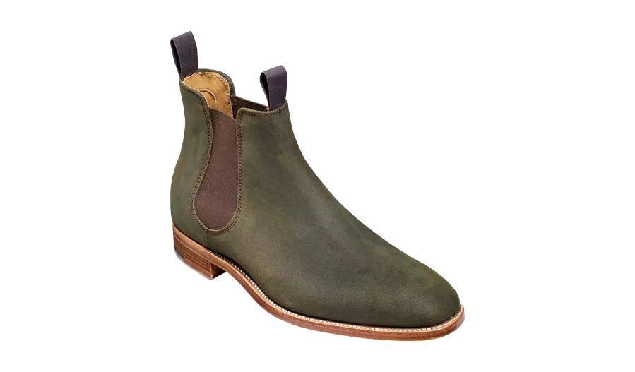 Barker Mansfield Classic Chelsea Boots - Green Waxy Suede