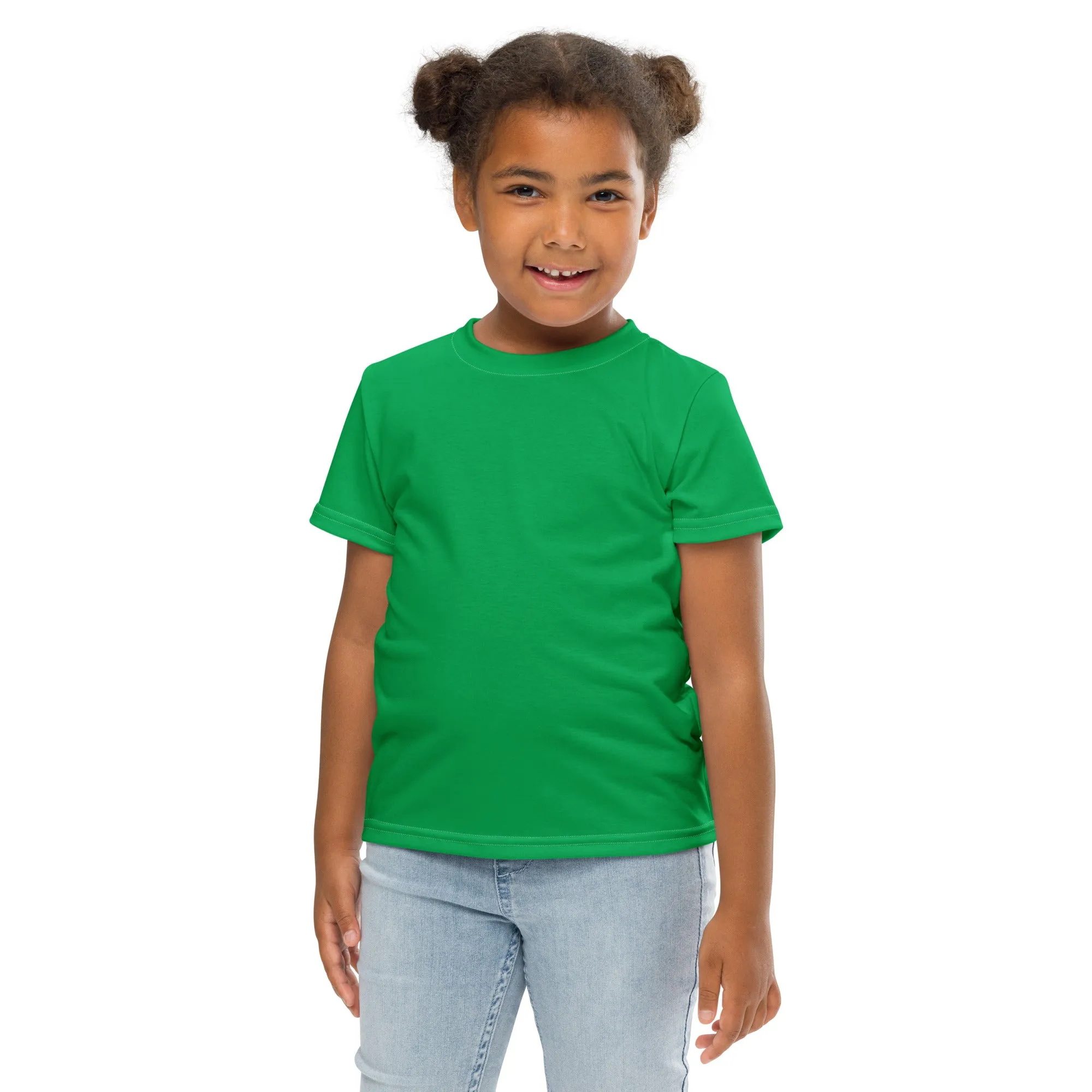 Beach-Ready Gear: Girls Short Sleeve Solid Color Rash Guard - Jade