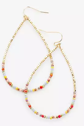 Beaded Open Teardrop Dangle Earrings