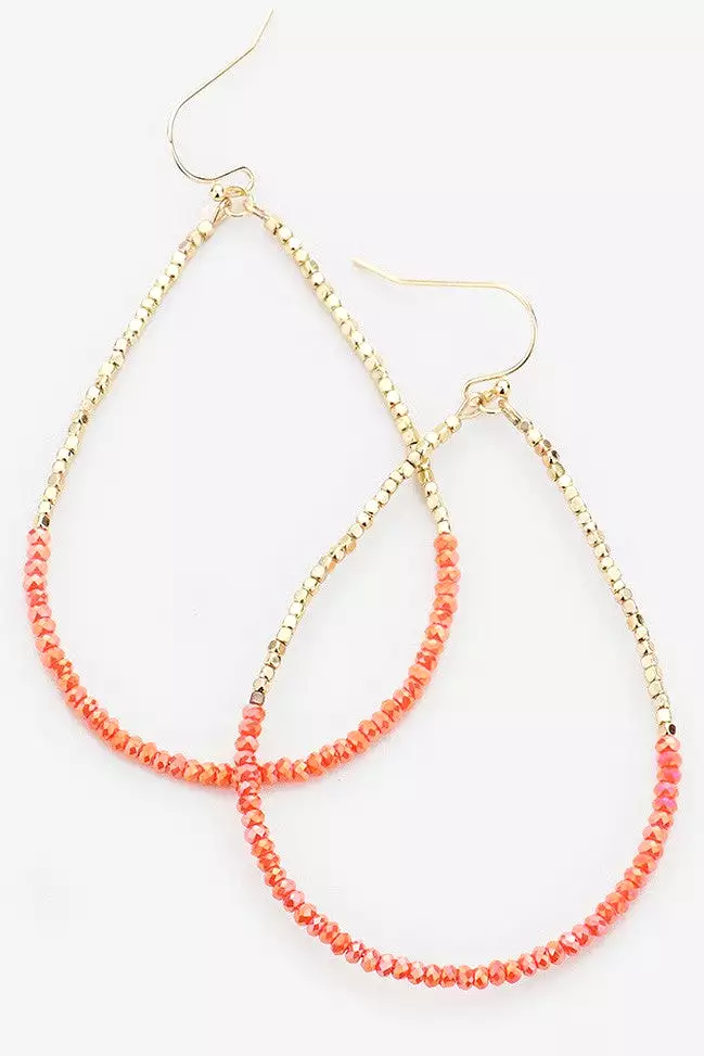 Beaded Open Teardrop Dangle Earrings