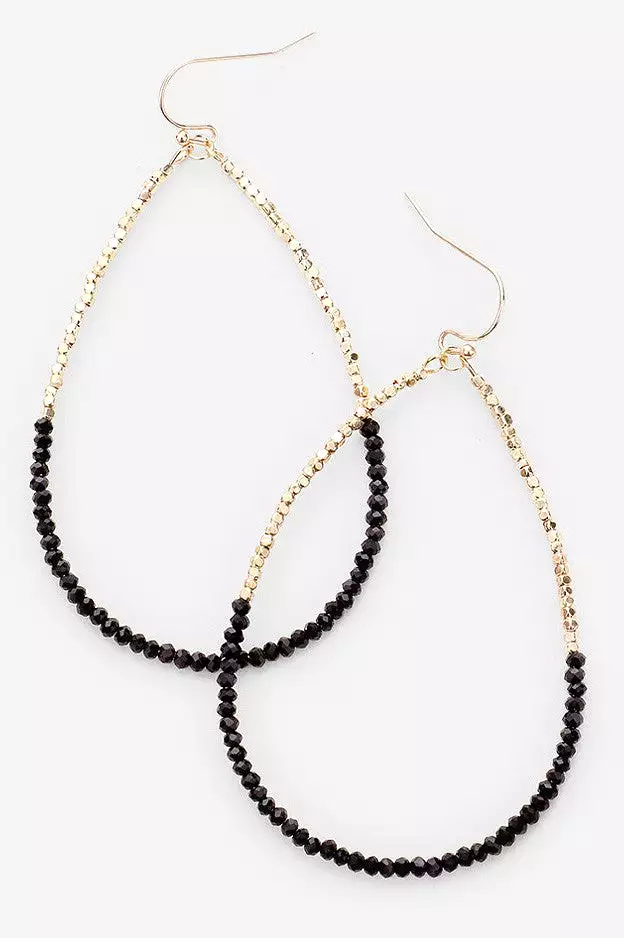 Beaded Open Teardrop Dangle Earrings