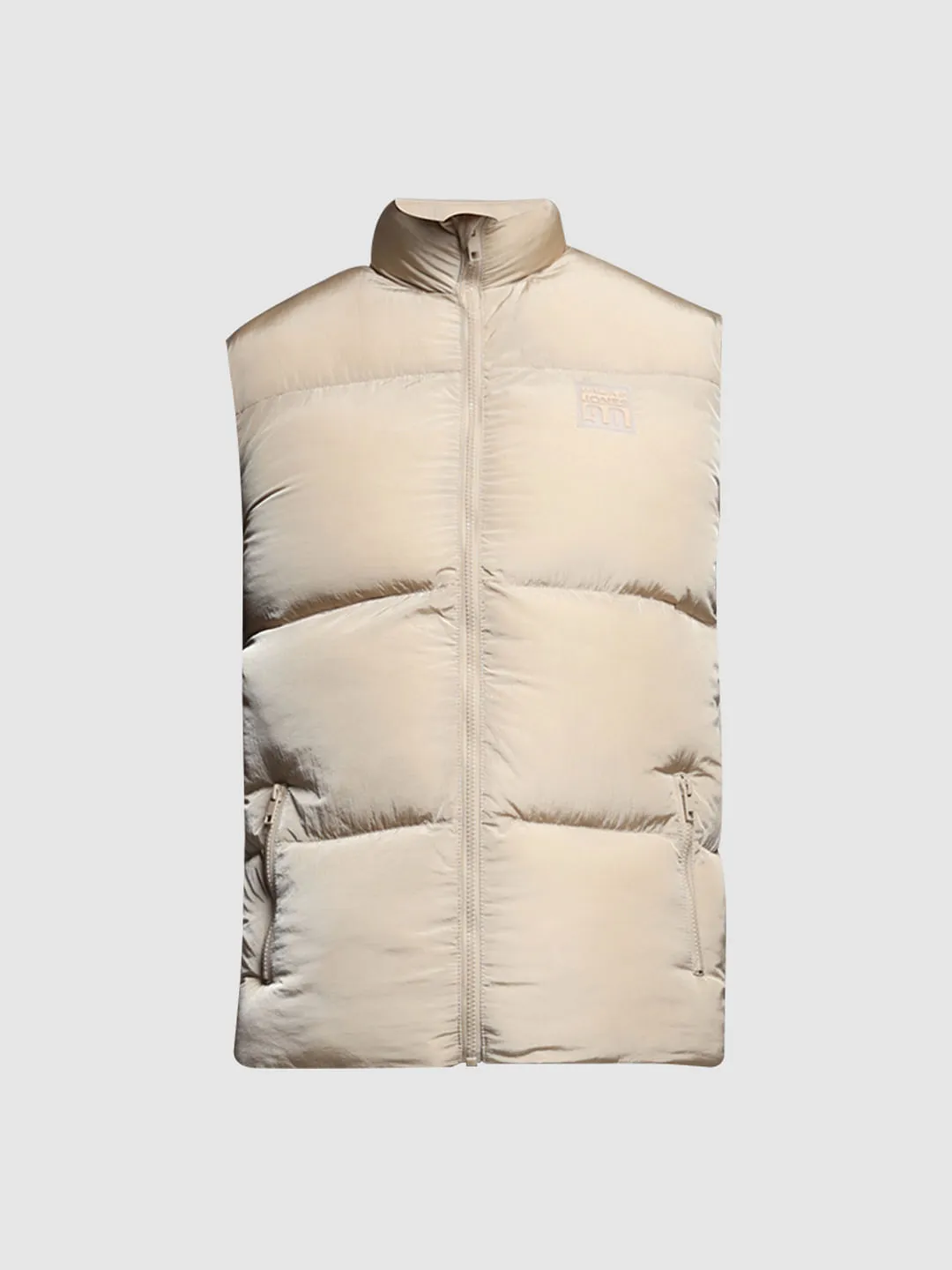 Beige Sleeveless Puffer Jacket