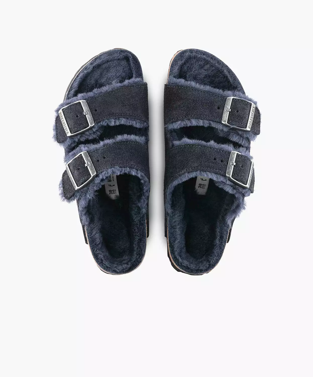 Birkenstock Arizona Suede Leather Shearling Midnight Sandals