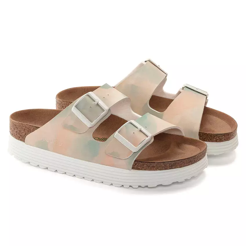 Birkenstock Women's Arizona Platform Vegan Birko-Flor (Watercolor Pink/Blue)