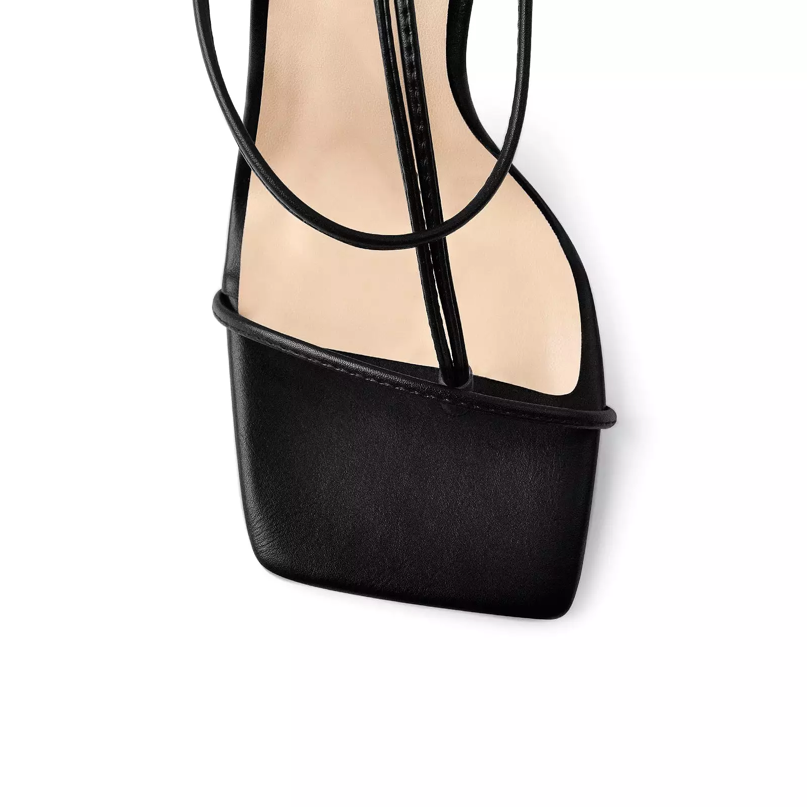 Black Ankle Strap Square Toe Chunky Heels Sandals