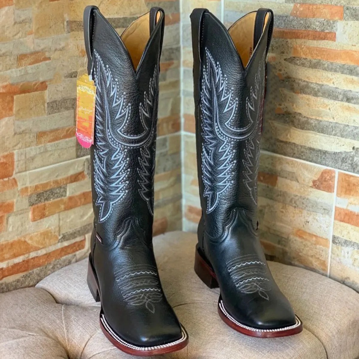 Black Cowgirl Boots Square Toe