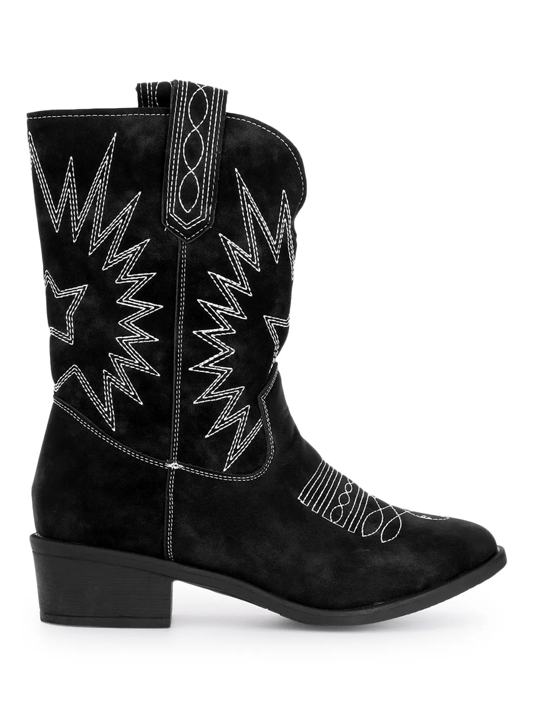 Black Nubuck High-End-Fashion Stylish Ankle Boots (TC-RS3705-BLKWHT)