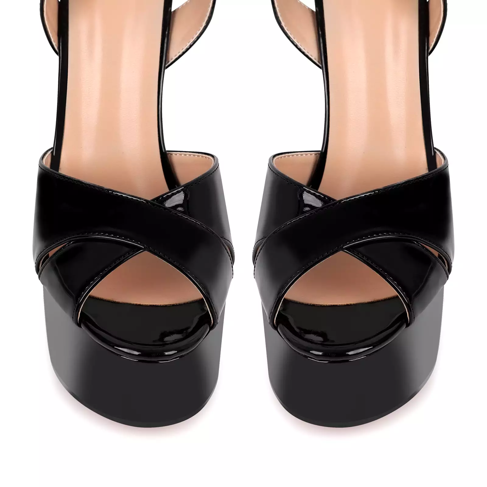 Black Platform Chunky Heel Ankle Strap Sandals