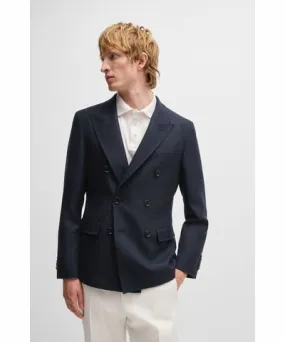 Boss Slim-fit blazer in micro-patterned wool