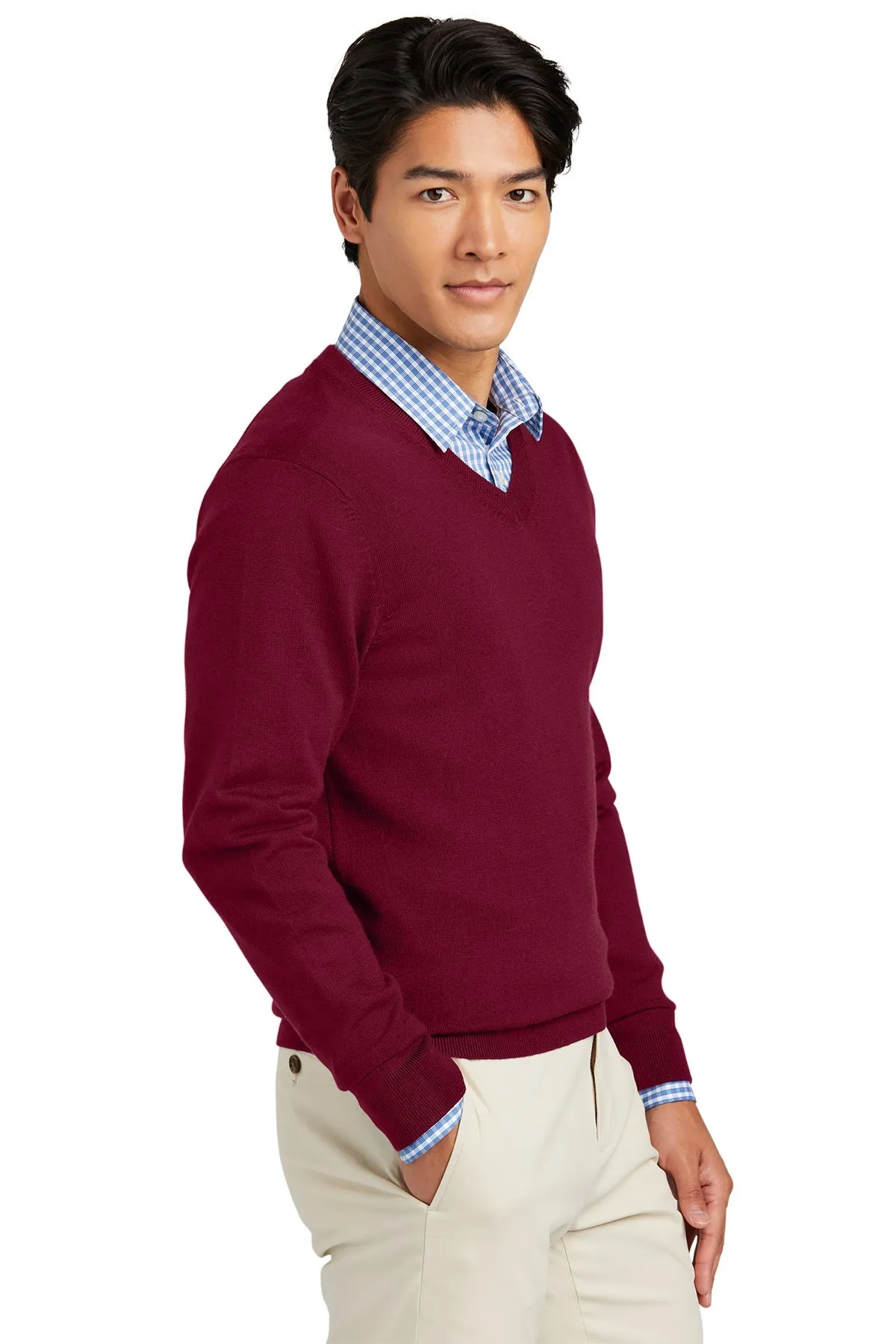 Brooks Brothers Washable Merino Custom V-Neck Sweaters, Vintage Port