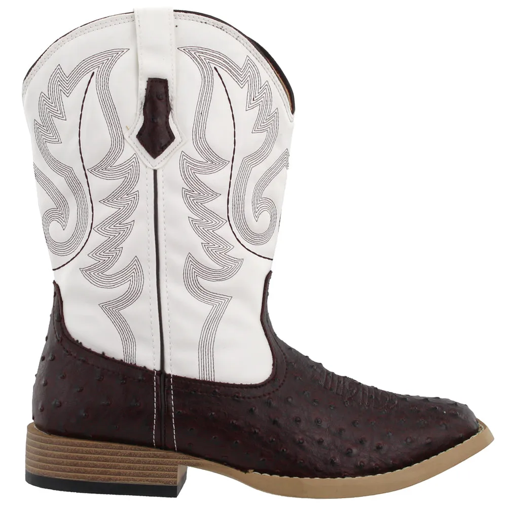 Bumps Ostrich Square Toe Cowboy Boots