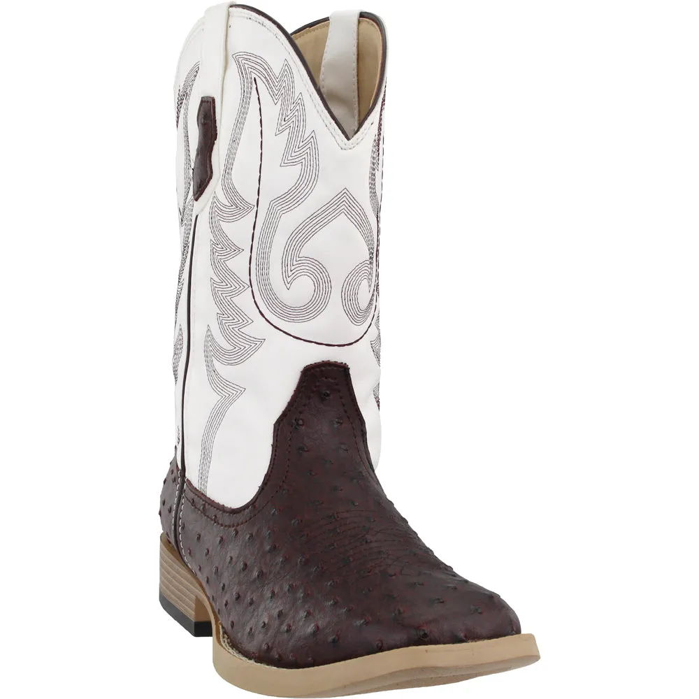 Bumps Ostrich Square Toe Cowboy Boots