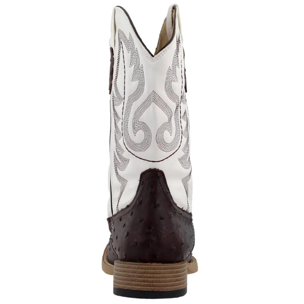 Bumps Ostrich Square Toe Cowboy Boots