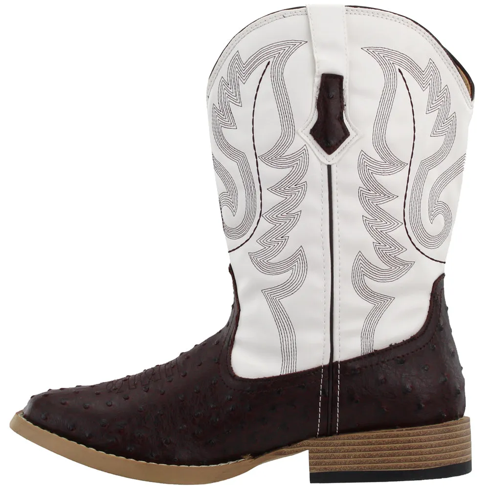 Bumps Ostrich Square Toe Cowboy Boots