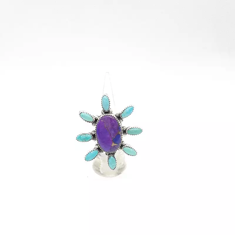 Bursting Purple Turquoise Sun Ring