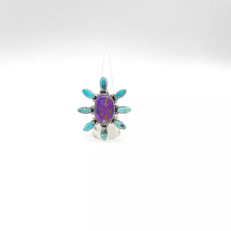 Bursting Purple Turquoise Sun Ring