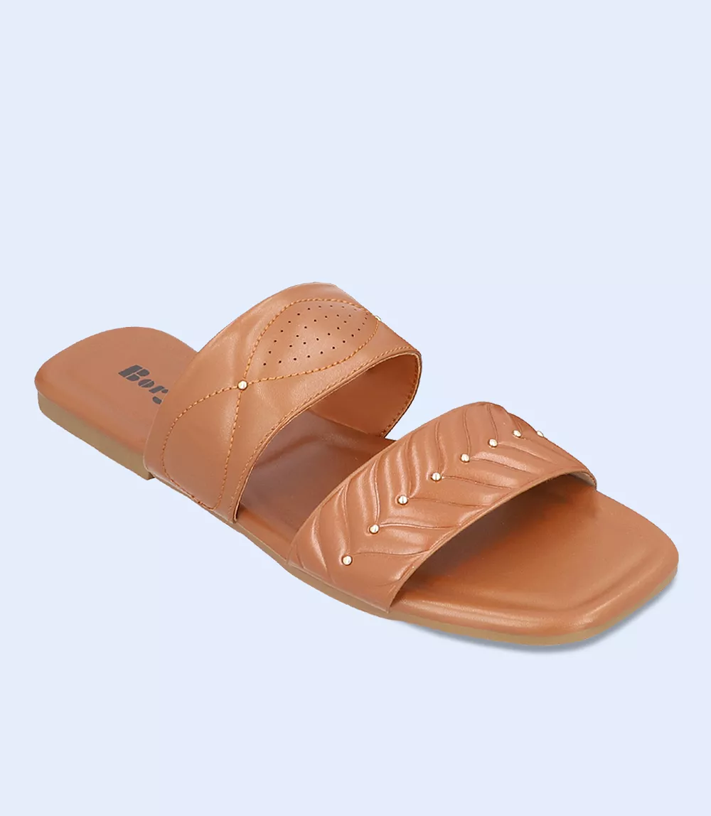 BW7344-TAN-Women Casual Slipper