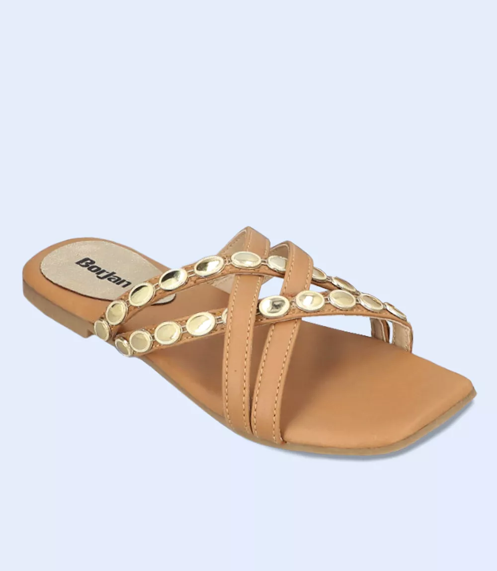 BW8046-TAN/KHAKI-Women Casual Slipper